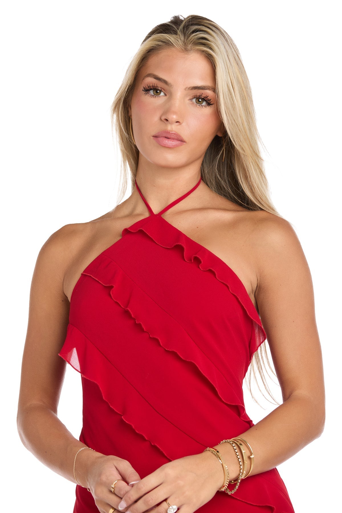 Prom Dresses Long Formal Ruffle Prom Dress Red