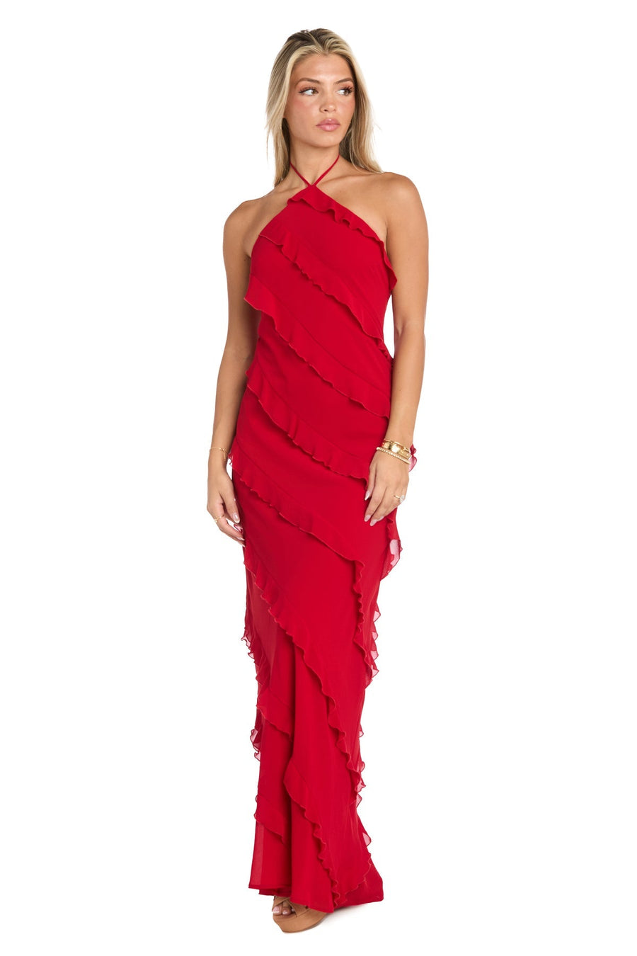 Prom Dresses Long Formal Ruffle Prom Dress Red