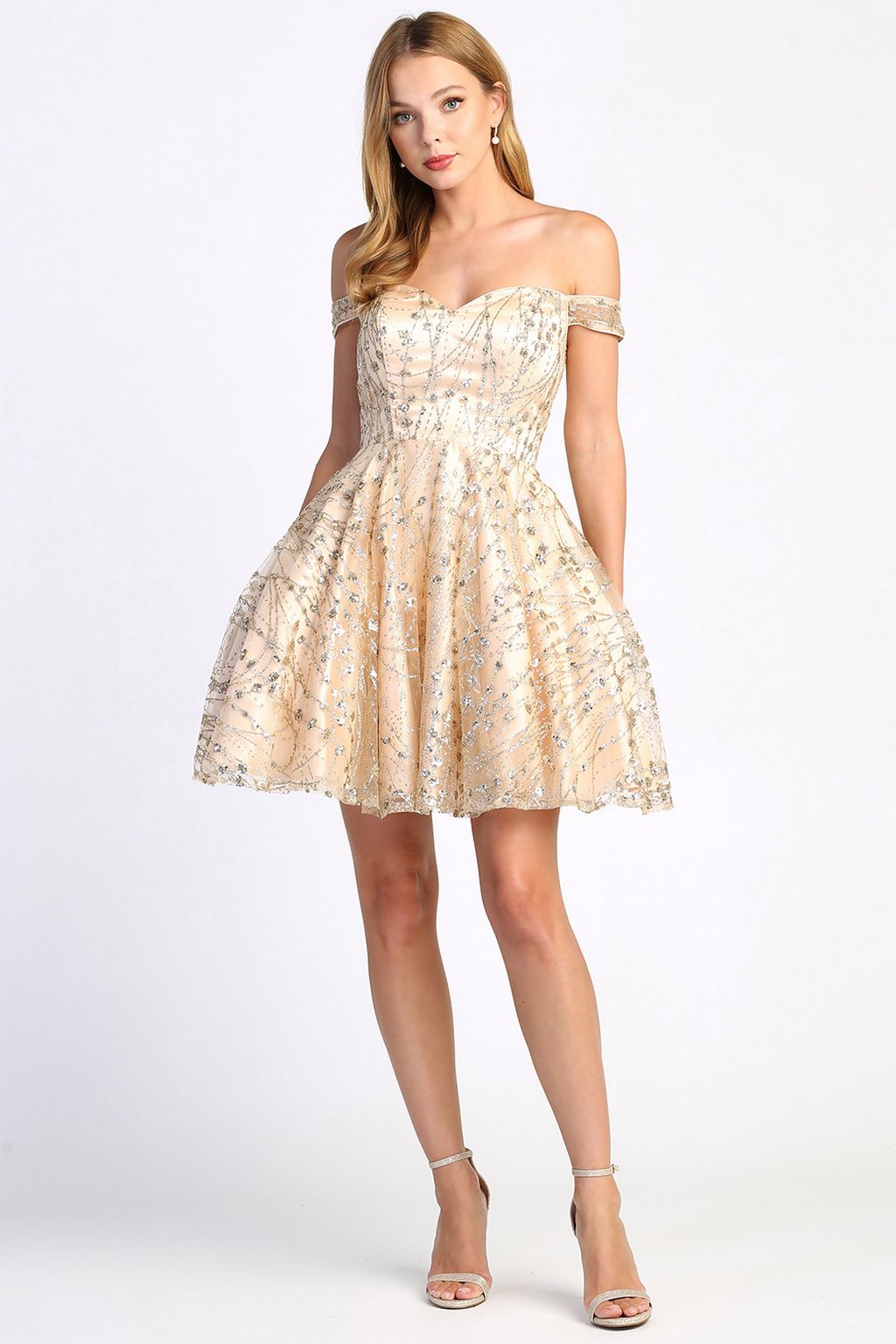 Cocktail Dresses Short A Line Cocktail Homecoming Glitter Dress Champagne