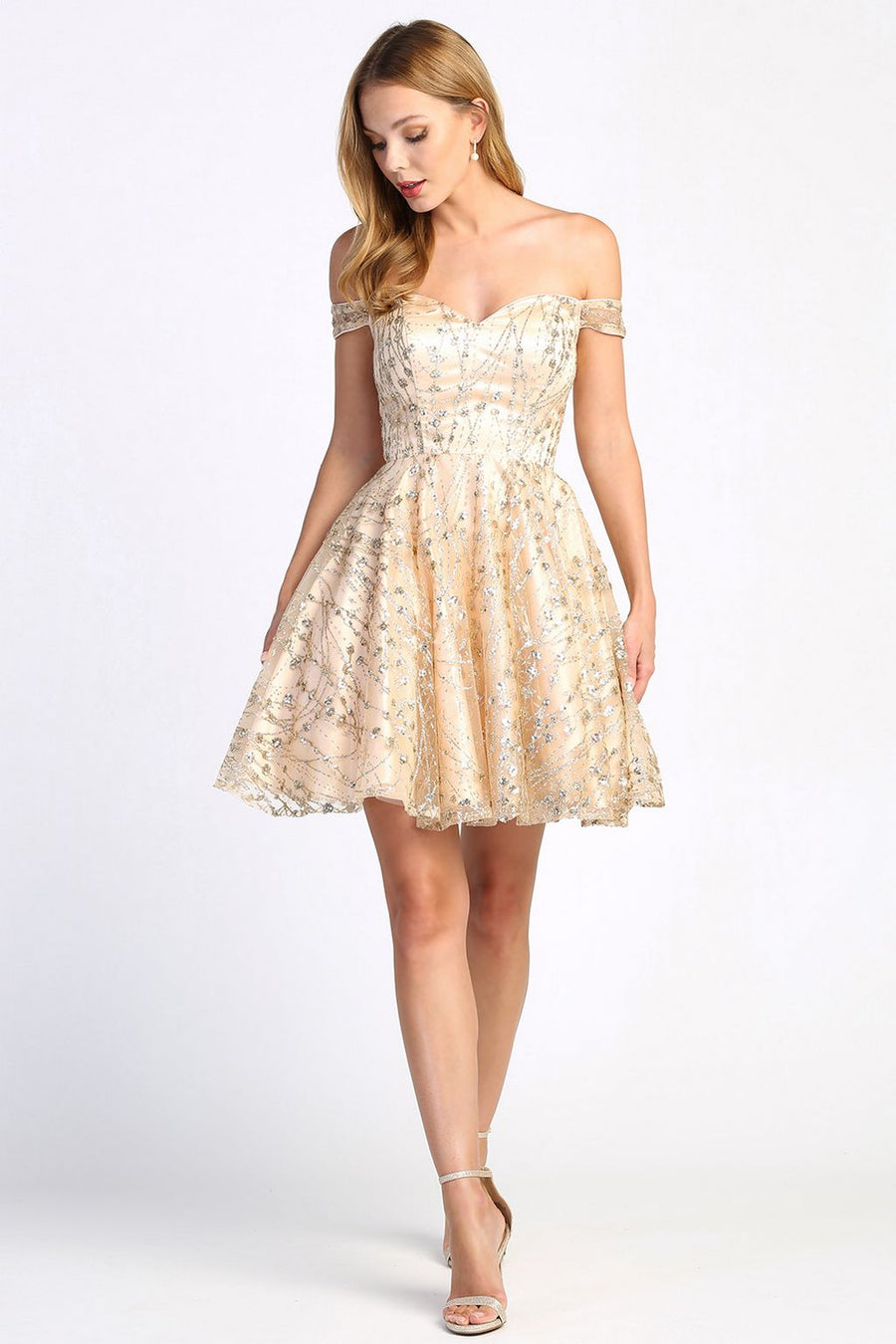 Cocktail Dresses Short A Line Cocktail Homecoming Glitter Dress Champagne