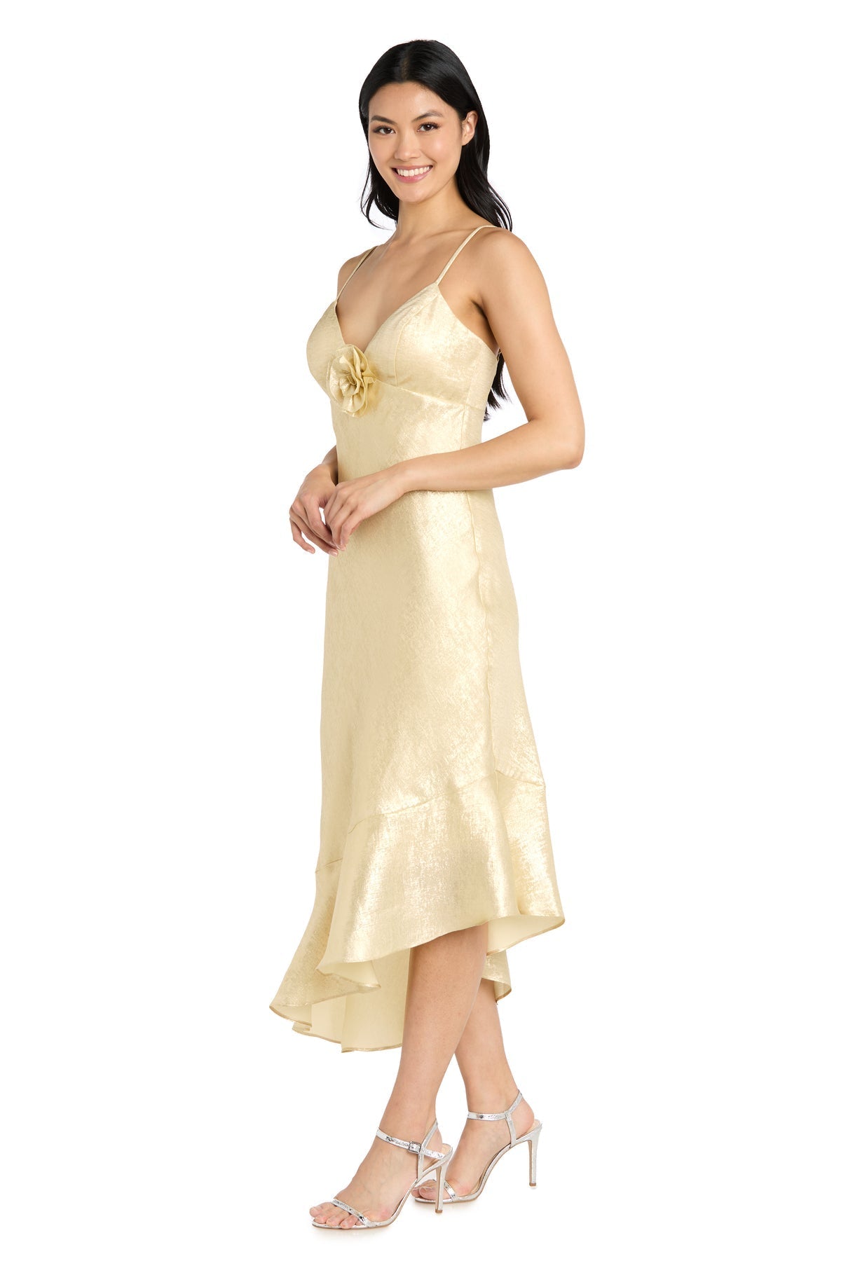 Cocktail Dresses High Low Fitted Cocktail Dress Cream/Gold