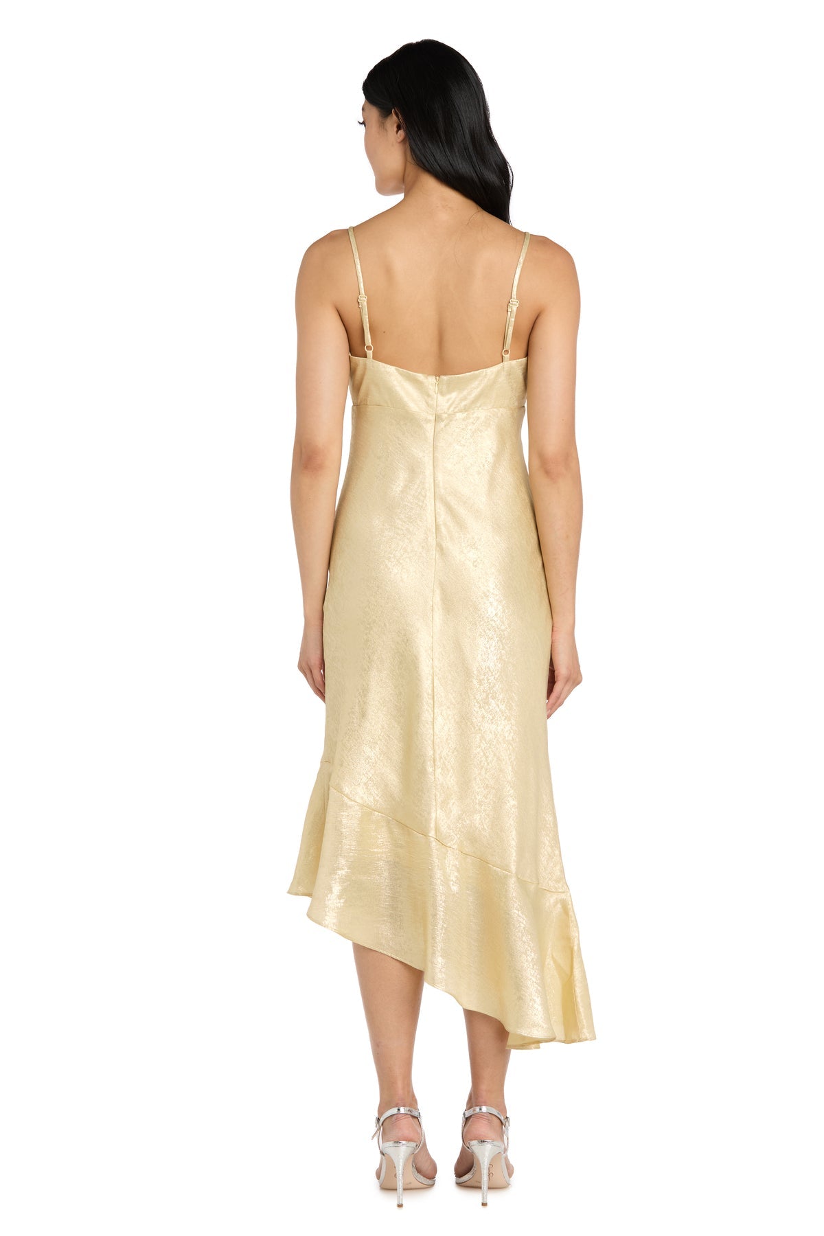 Cocktail Dresses High Low Fitted Cocktail Dress Cream/Gold