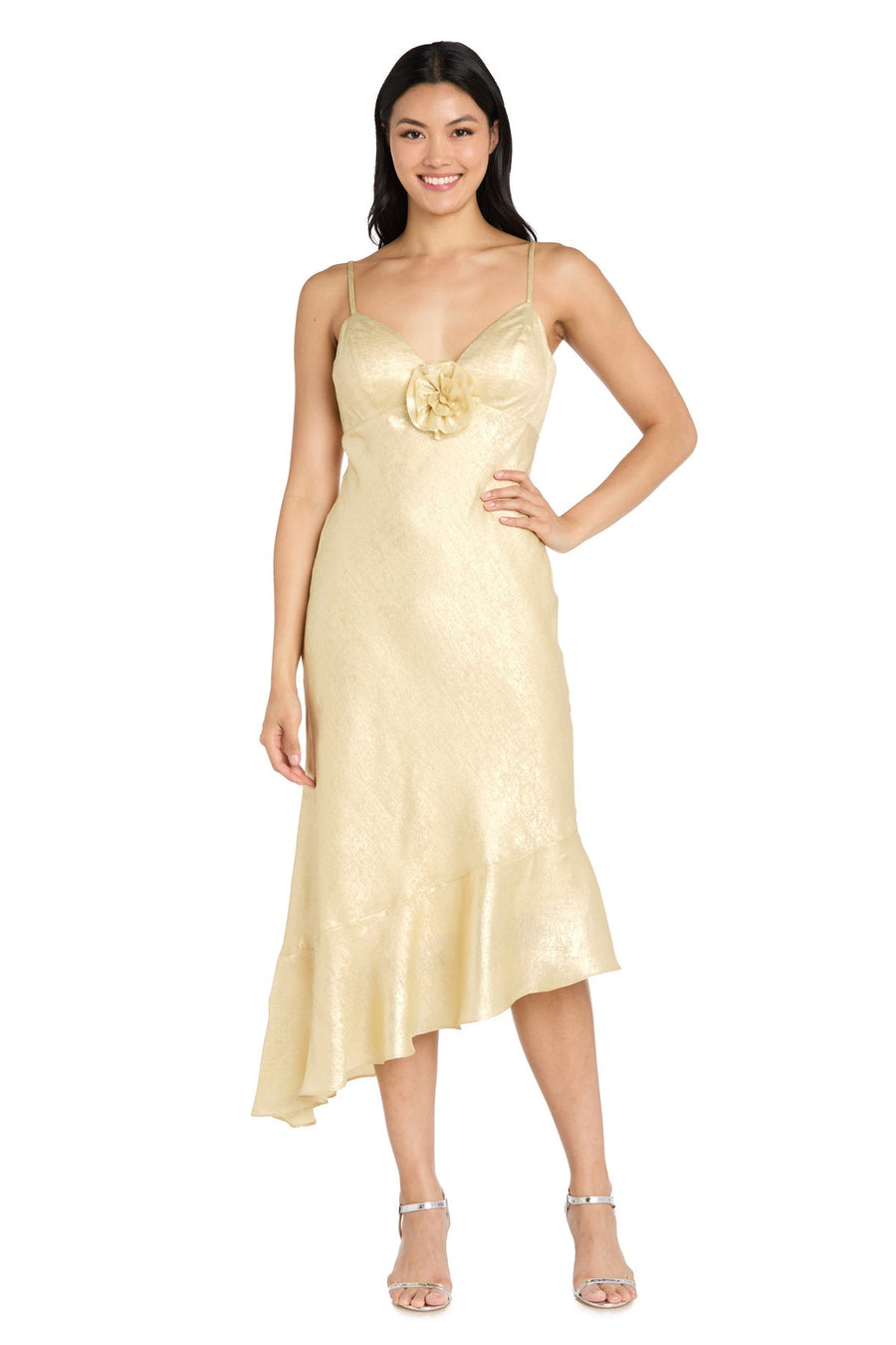 Cocktail Dresses High Low Fitted Cocktail Dress Cream/Gold