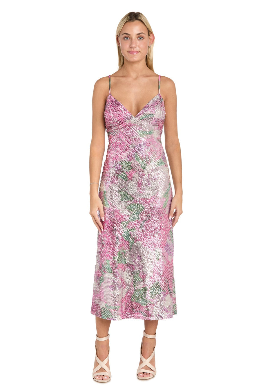 Cocktail Dresses Short Floral Sequin Midi Cocktail Dress Rose