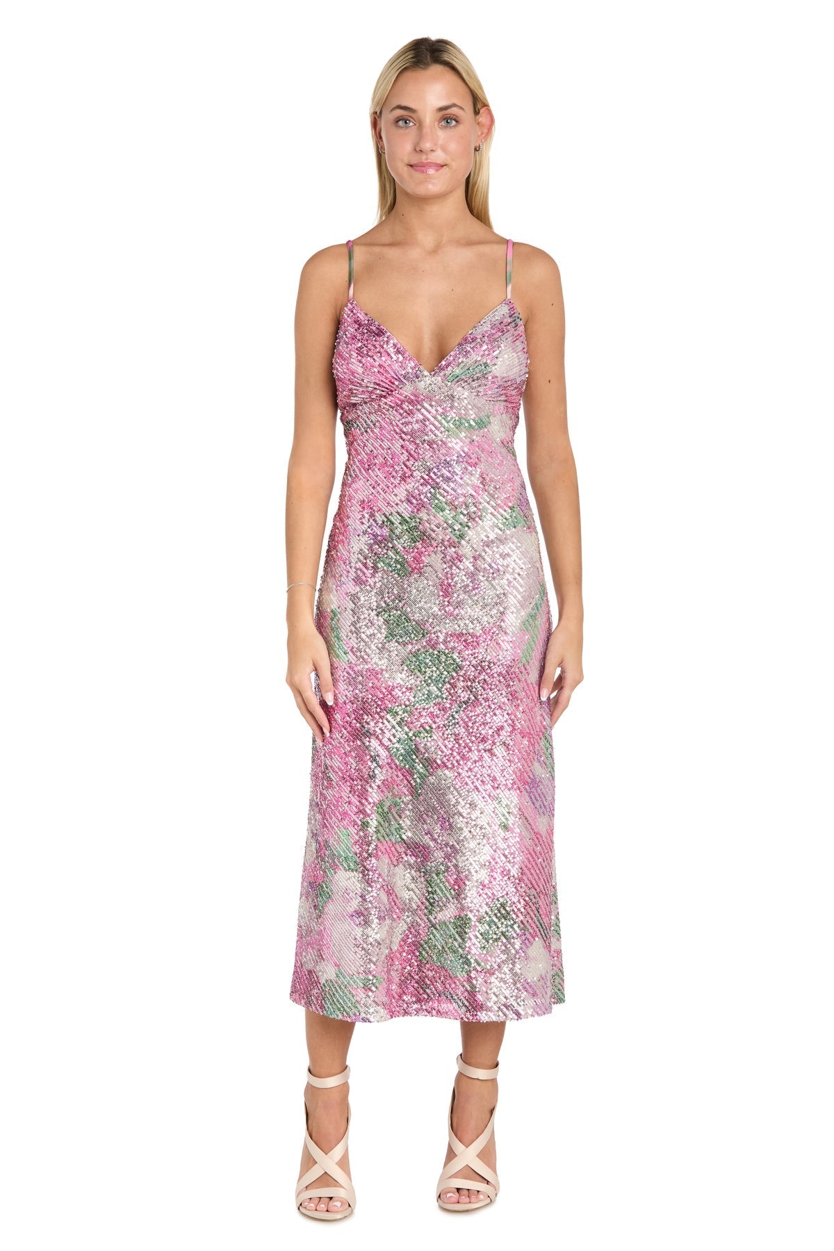 Cocktail Dresses Short Floral Sequin Midi Cocktail Dress Rose
