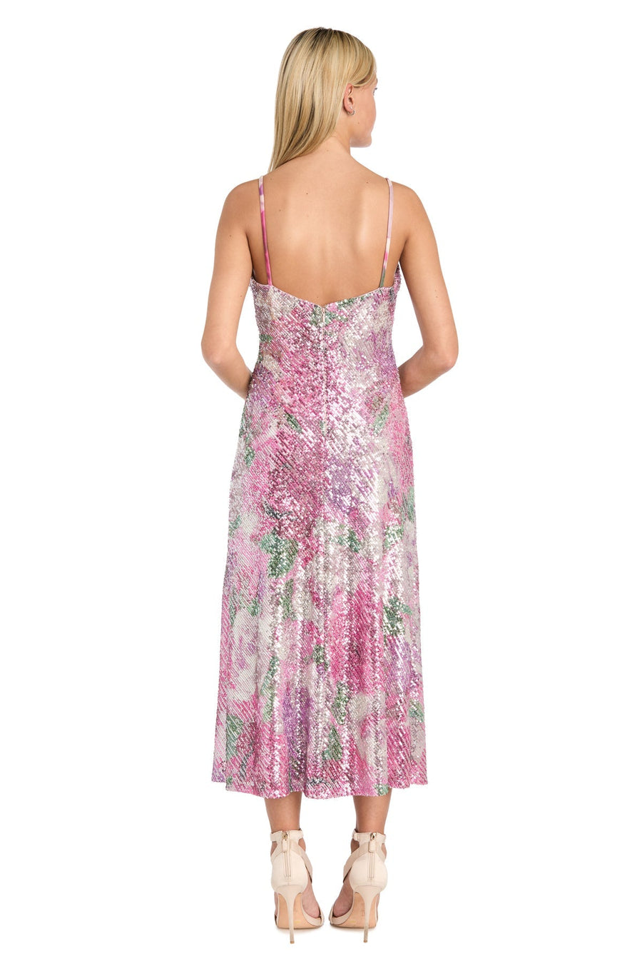 Cocktail Dresses Short Floral Sequin Midi Cocktail Dress Rose