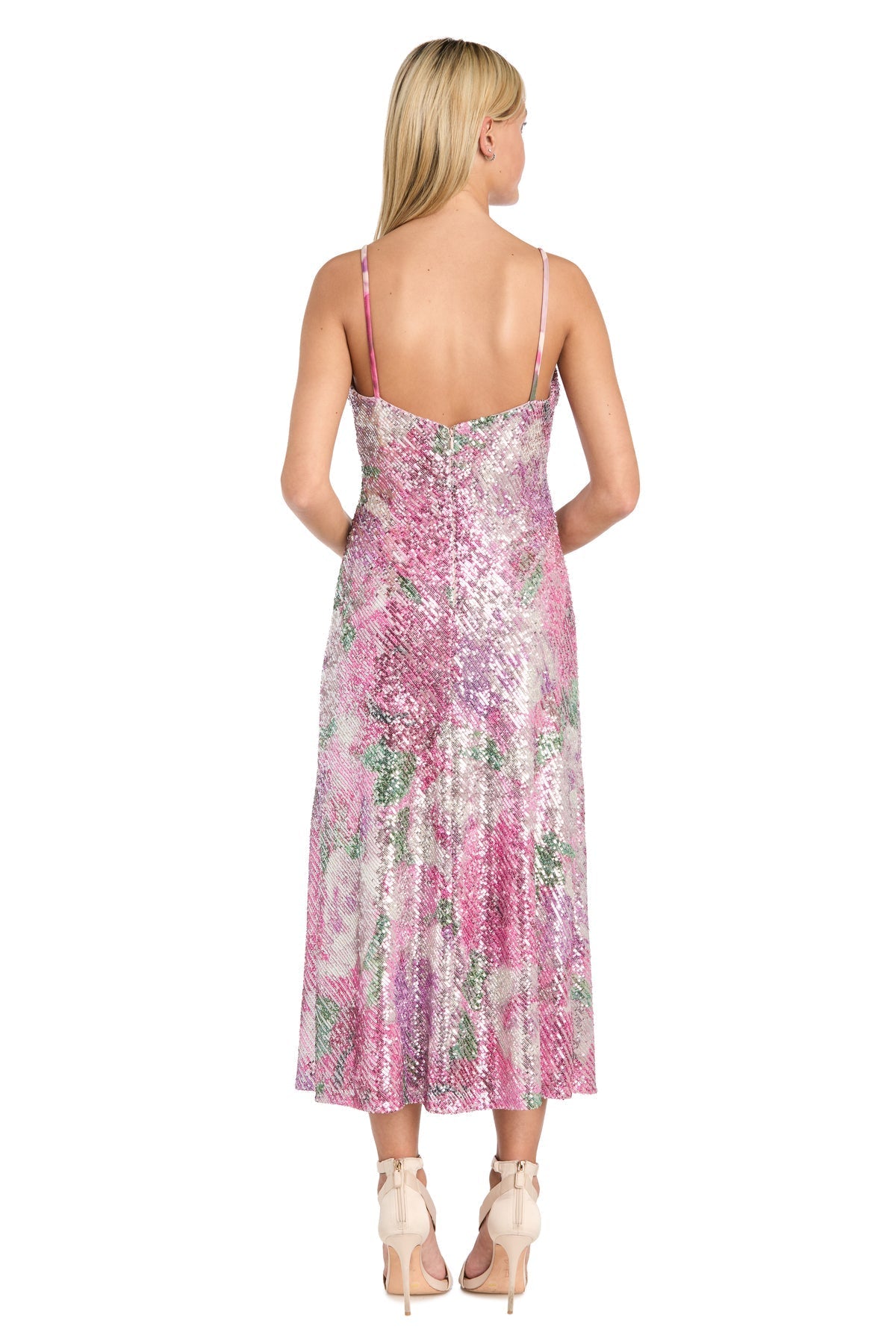 Cocktail Dresses Short Floral Sequin Midi Cocktail Dress Rose