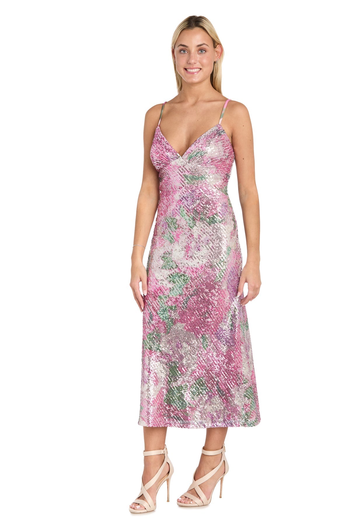 Cocktail Dresses Short Floral Sequin Midi Cocktail Dress Rose