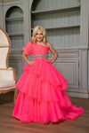 Flower Girl Dresses Long A Line Tiered Flower Girl Dress Hot Pink