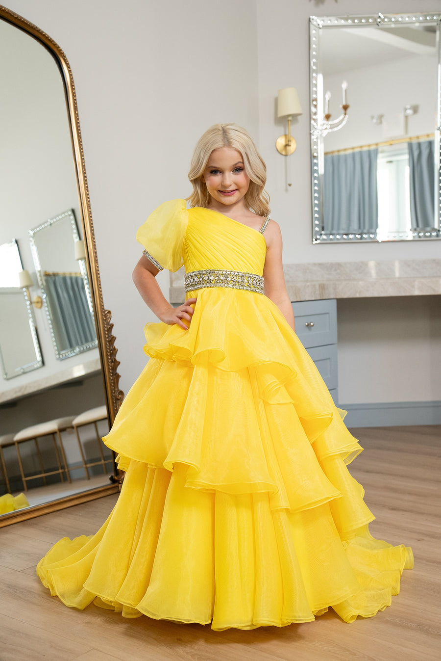 Flower Girl Dresses Long A Line Tiered Flower Girl Dress Yellow