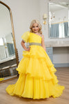 Flower Girl Dresses Long A Line Tiered Flower Girl Dress Yellow