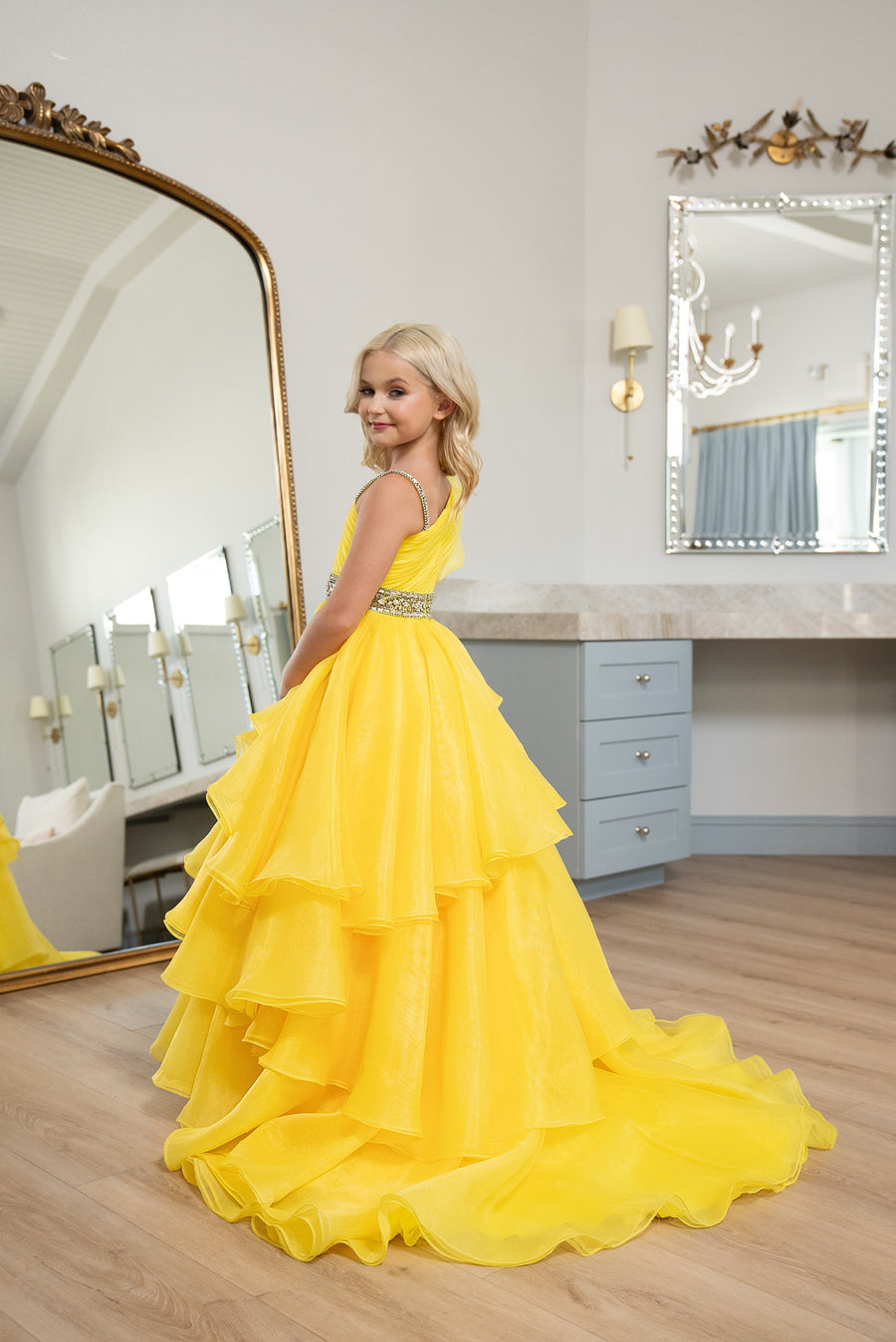 Flower Girl Dresses Long A Line Tiered Flower Girl Dress Yellow