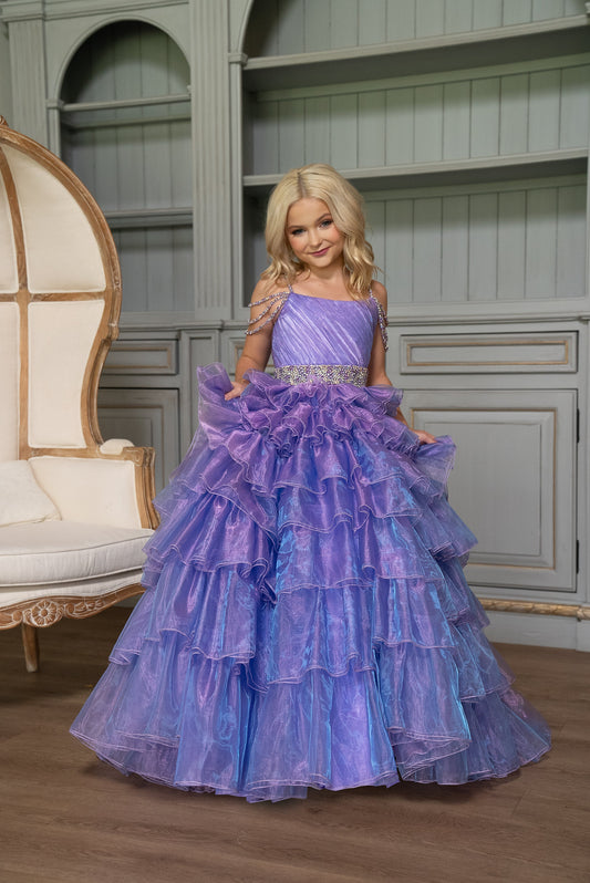 Flower Girl Dresses Long Beaded Ball Gown Flower Girl Dress Lilac