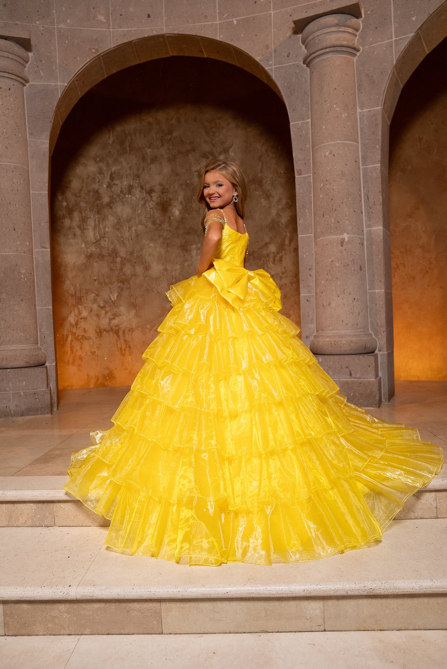 Flower Girl Dresses Long Beaded Ball Gown Flower Girl Dress Yellow