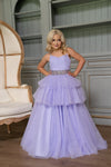 Flower Girl Dresses Layered Long Ball Gown Flower Girl Dress Lilac