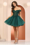 Cocktail Dresses Homecoming Short Floral Applique Prom Dress Champagne