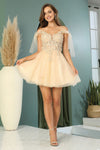 Cocktail Dresses Short A Line Floral Applique Corset Homecoming Prom Dress Champagne