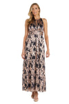 Formal Dresses A Line Long Formal Printed Evening DressNavy/Rose Gold
