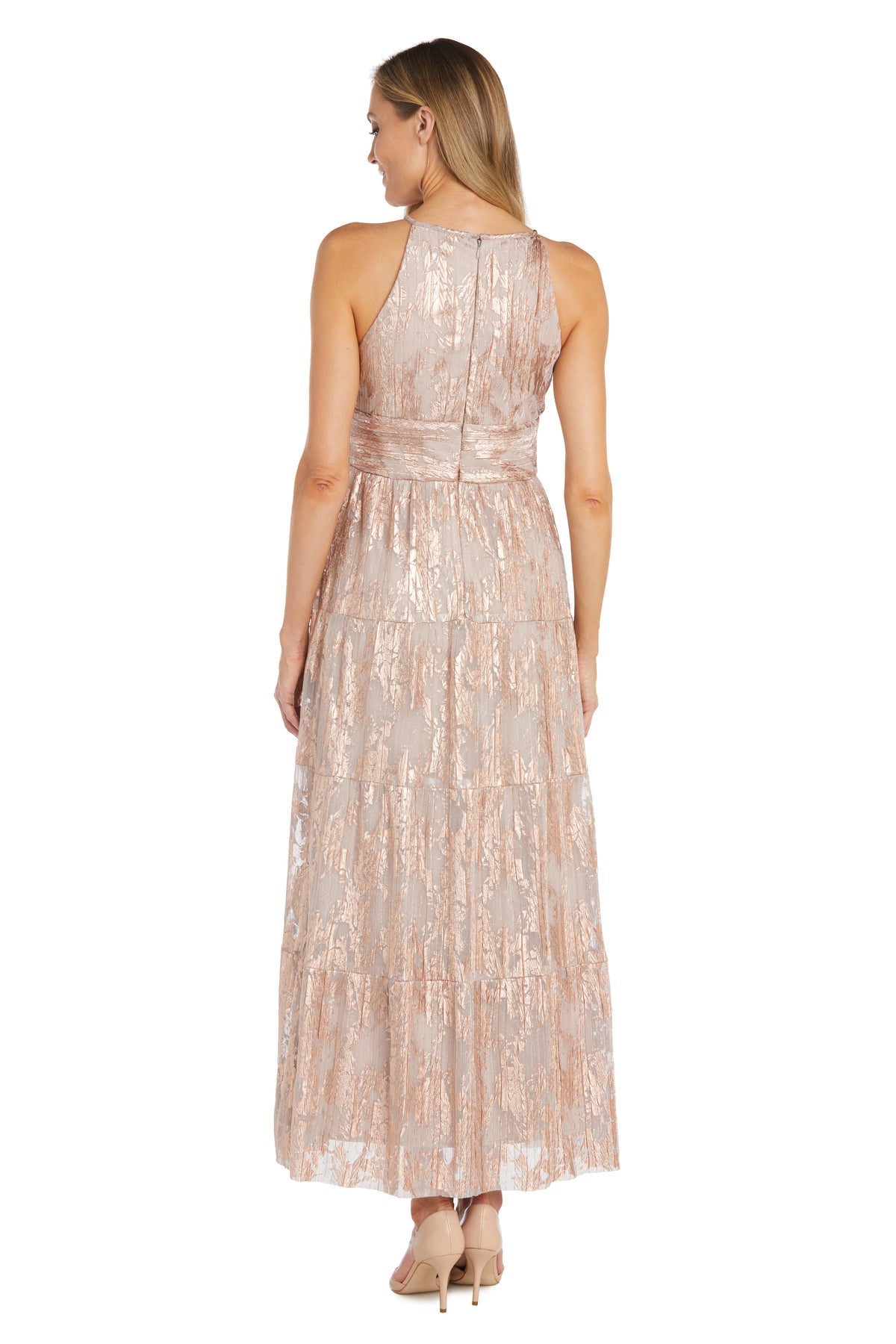 Formal Dresses A Line Long Formal Printed Evening Dress Rose/Gold