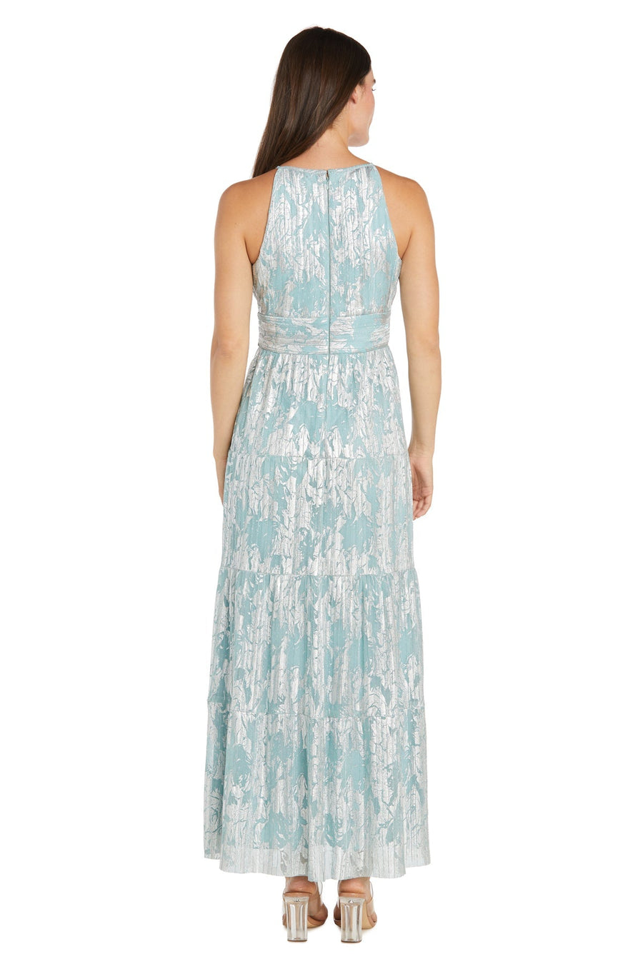 Formal Dresses A Line Long Formal Printed Evening DressSage/Silver