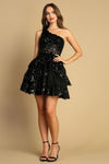 Cocktail Dresses Homecoming Sequin Applique Short Cocktail Dress  Black