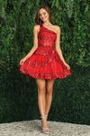 Cocktail Dresses Homecoming Sequin Applique Short Cocktail Dress  Red