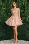 Cocktail Dresses Short Cocktail A Line Glitter Mini Dress Rose