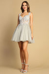 Cocktail Dresses Short Cocktail A Line Glitter Mini Dress Silver