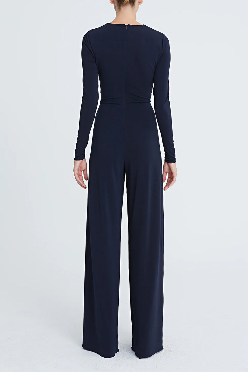 Jumpsuit Long Sleeve Keyhole Formal Jumpsuit Navy