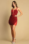 Cocktail Dresses Fitted Slit Sequin Detail Short Cocktail Dress Red