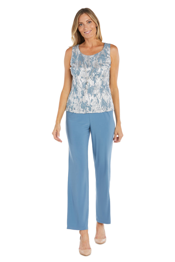 Pant Suit Mother of the Bride Long Formal Pant Suit Jacket Set Ocean/Silver