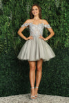 Cocktail Dresses A Line Homecoming Glitter Applique Prom Dress Silver