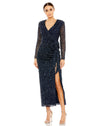 Mother of the Bride Dresses Long Sleeve Sequin Mother of the Bride Midi Dress Midnight