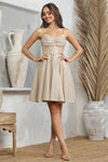 Cocktail Dresses Short Homecoming Glitter Corset Prom Dress Champagne