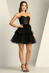 Cocktail Dresses Short A Line Homecoming Corset Layered Prom Dress Black