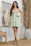 Cocktail Dresses Short A Line Homecoming Corset Layered Prom Dress Sage
