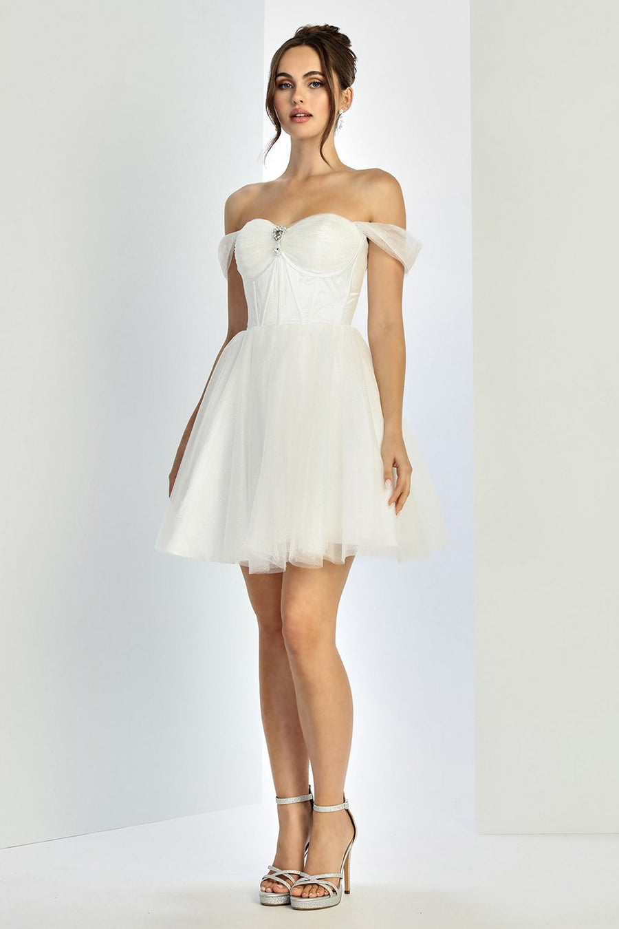 Cocktail Dresses Short Bridal Gown A Line Glitter Wedding Dress Off White