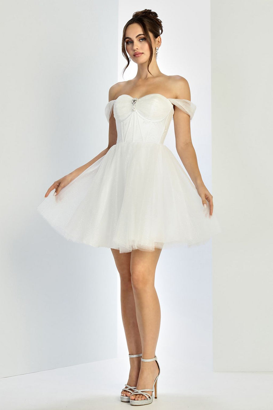 Cocktail Dresses Short Bridal Gown A Line Glitter Wedding Dress Off White