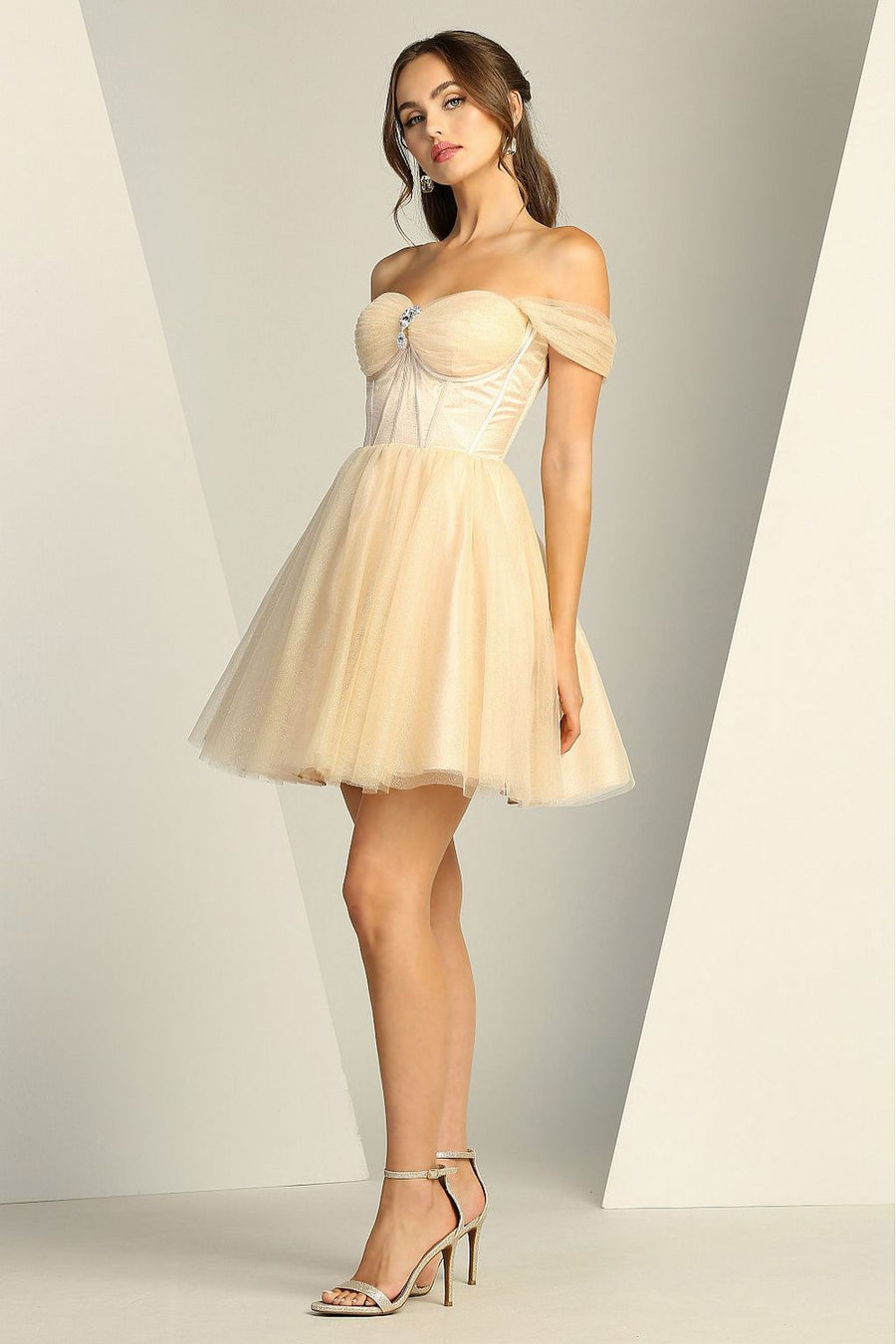 Cocktail Dresses Homecoming Short Glitter Cocktail Prom Dress Champagne