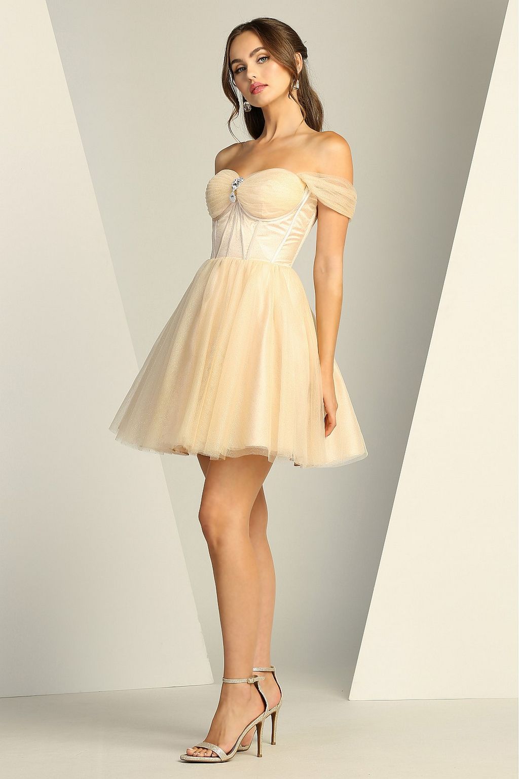 Cocktail Dresses Homecoming Short Glitter Cocktail Prom Dress Champagne