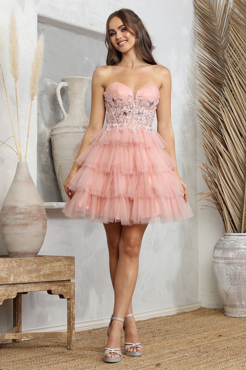 Cocktail Dresses Homecoming Short Glitter Prom Cocktail Dress  Rose