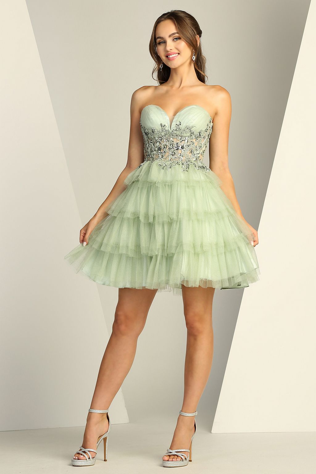 Cocktail Dresses Homecoming Short Glitter Prom Cocktail Dress  Sage