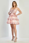 Cocktail Dresses Short Homecoming Tiered Cocktail Dress Blush