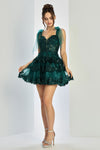 Cocktail Dresses Short Homecoming Tiered Cocktail Dress Emerald