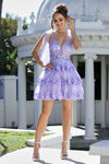 Cocktail Dresses Short Homecoming Tiered Cocktail Dress Lilac
