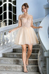 Cocktail Dresses Homecoming Prom Short A Line Glitter Corset Cocktail Dress Champagne