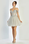 Cocktail Dresses Homecoming Prom Short A Line Glitter Corset Cocktail Dress Silver