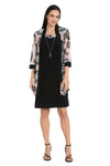 Mother of the Bride Dresses Two Piece Short Printed Jacket Petite Dress Black/Pink