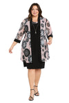 Plus Size Dresses rinted Jacket Plus Size Short Dress Black/Pink