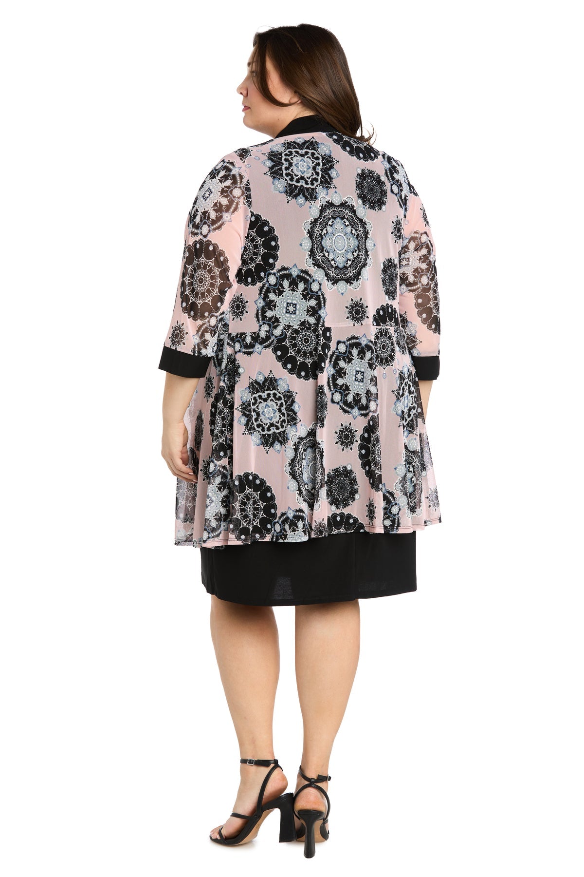 Plus Size Dresses rinted Jacket Plus Size Short Dress Black/Pink
